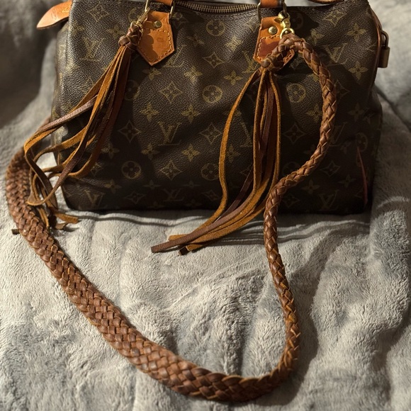 Handmade braided leather fringe vintage speedy 30 with lock no key - Picture 8 of 8